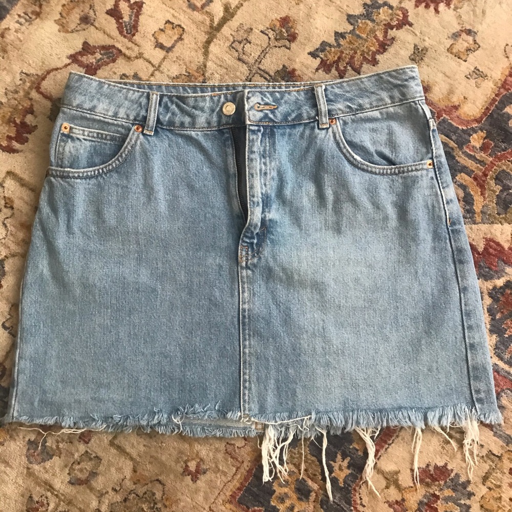 Topshop Moto Denim Cutoff Mini Skirt Size 10